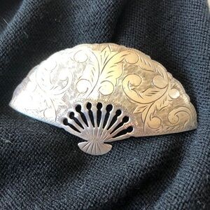 Vintage SIAM‎ Sterling Fan Brooch